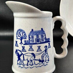 Metlox Pitcher Provincial Blue Homestead Poppytrail Vernon 24 Ounce VTG